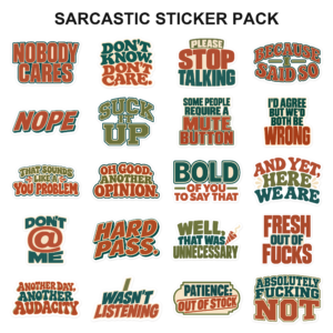 Sarcastic Sticker Pack - 20 Stickers