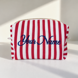 Handmade Candy Stripe Quilted Makeup Bag