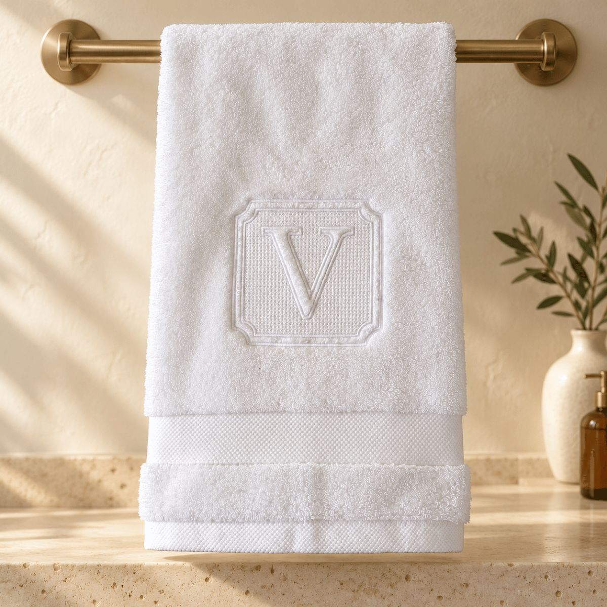 Personalized Embroidered Hand Towel – Embossed Monogram
