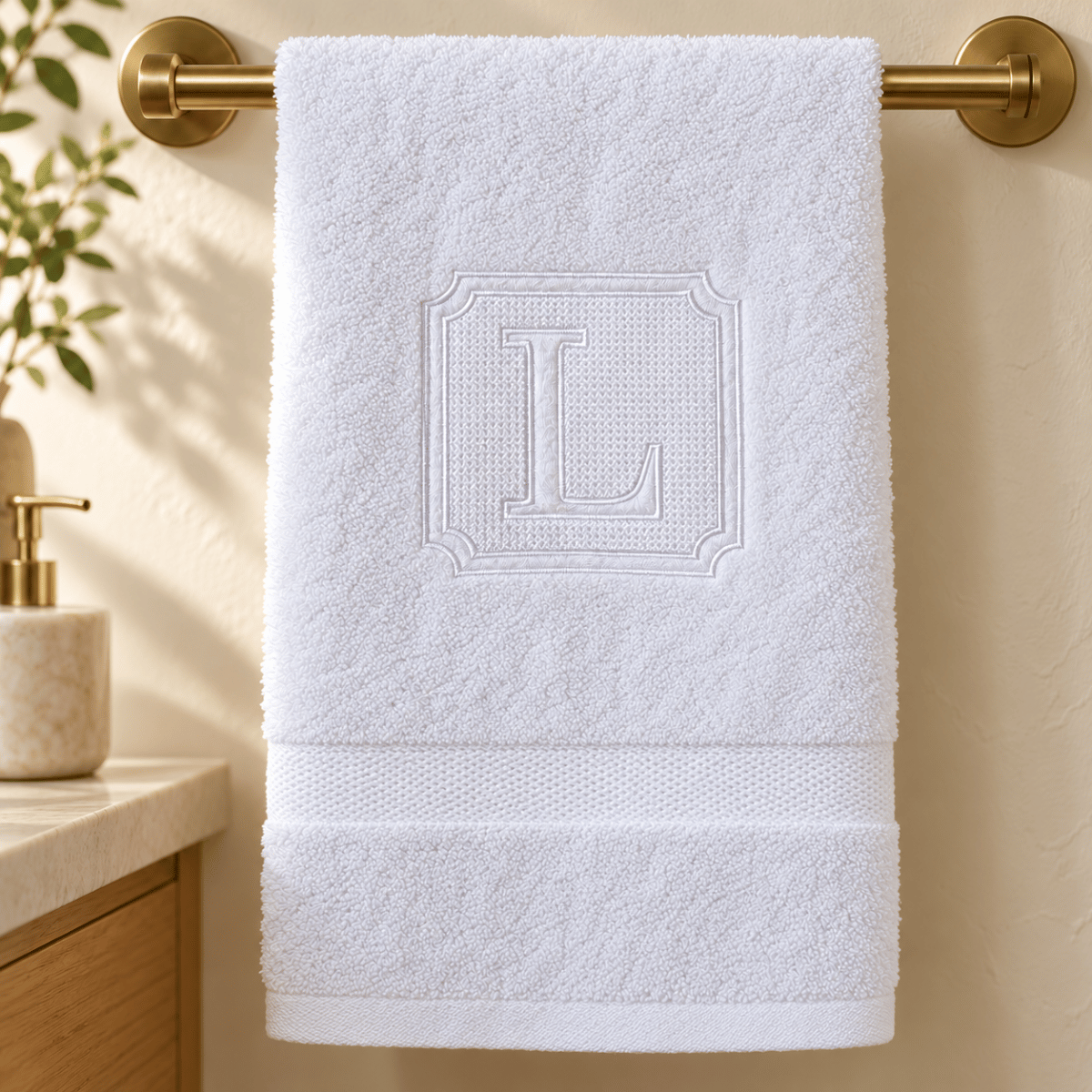 Personalized Embroidered Hand Towel – Embossed Monogram - Image 3